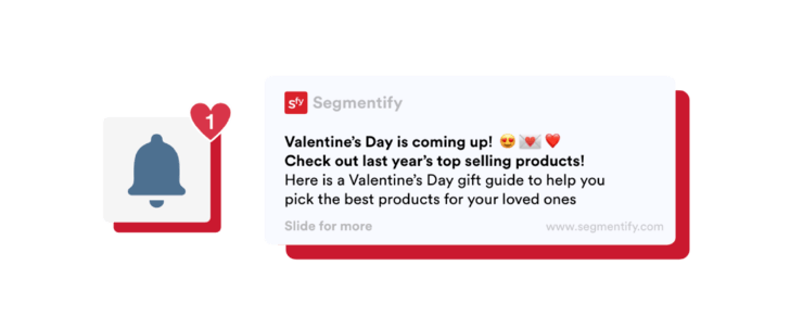 Segmentify push notification for special Valentine’s Day products