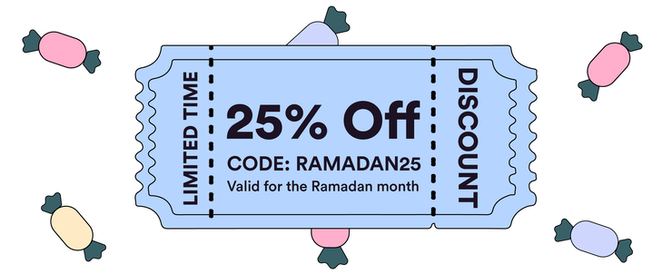 Illustration of a discount coupon for Ramadan promotions